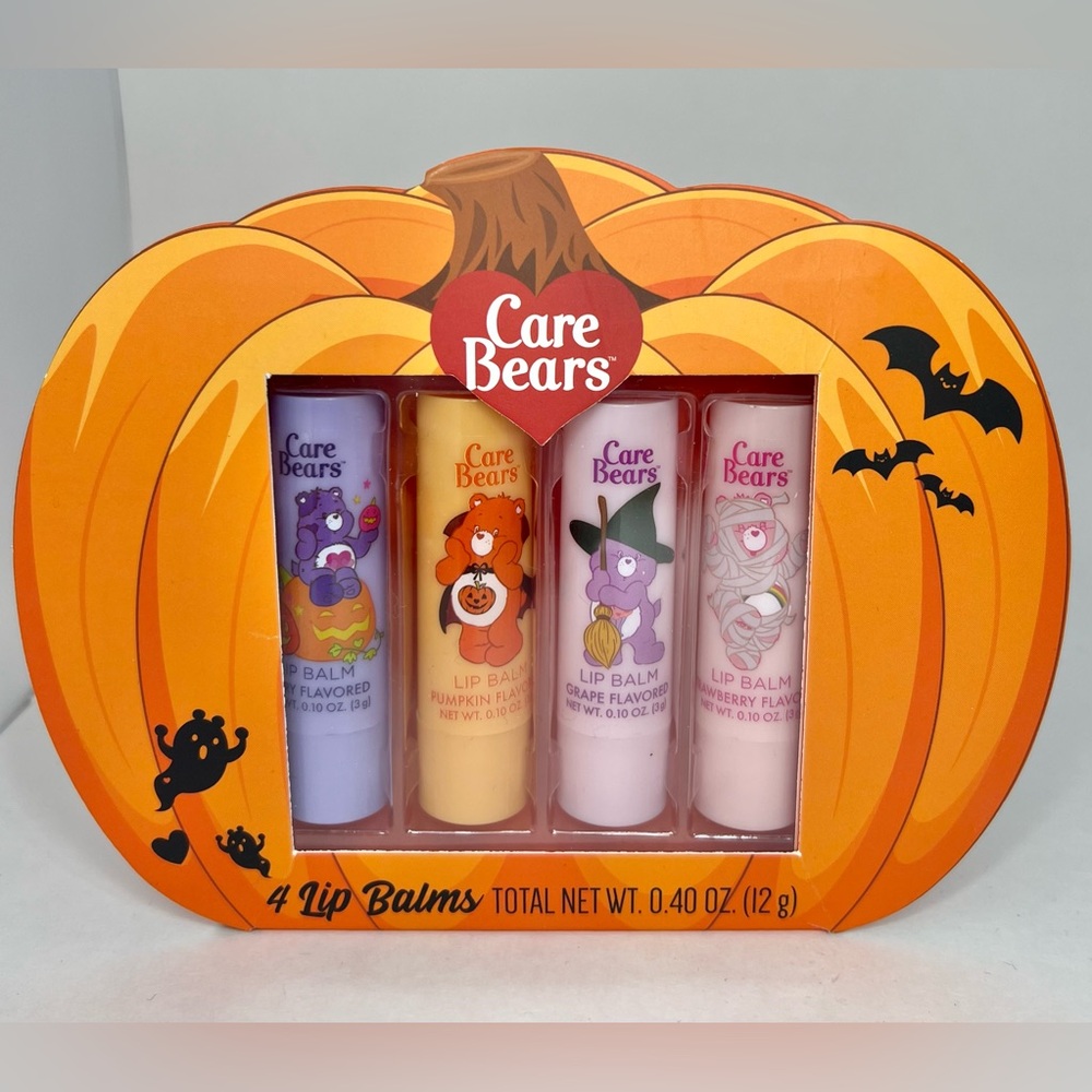 Care Bears Halloween Lip Balm Set of 4 Flavored Lip Balms Taste Beauty Pumpkin